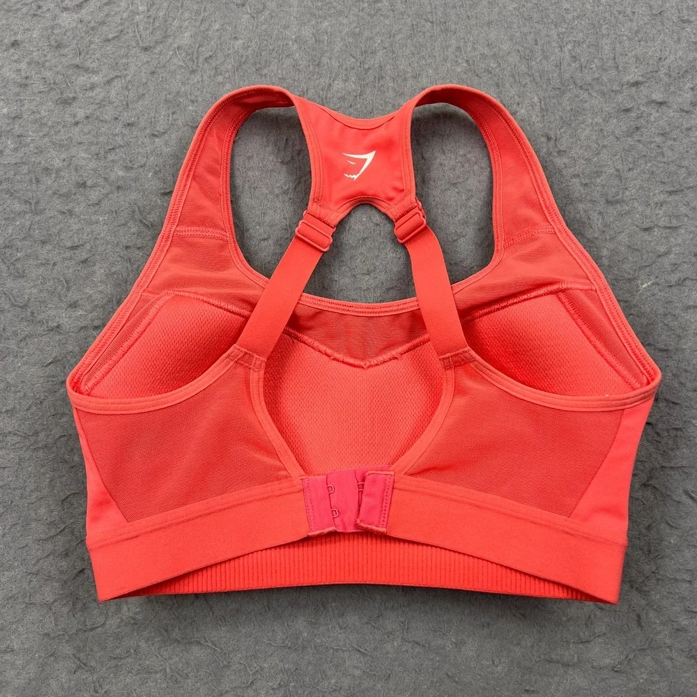 Gymshark Sport Bra Womens XS Coral High Support Open Back‎ Padded Adjustable